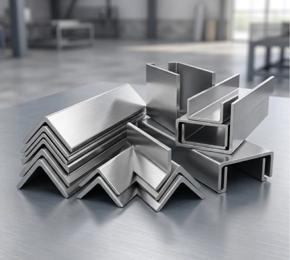 Steel angles, channels and beams