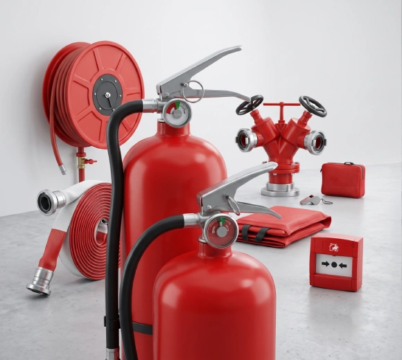 Fire safety equipment hose reel and hydrant