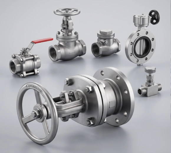 Industrial stainless steel valves